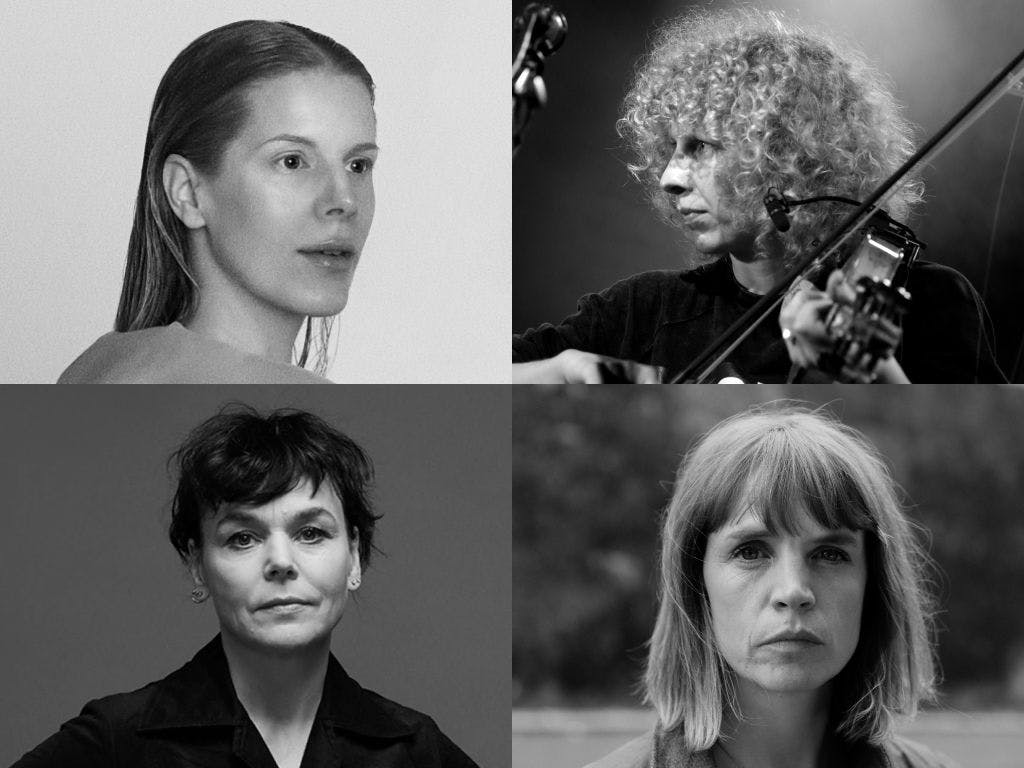 Portretter av Sandra Kolstad, Tuva Syvertsen, Gjertrud Jynge og Ingrid Olava.
