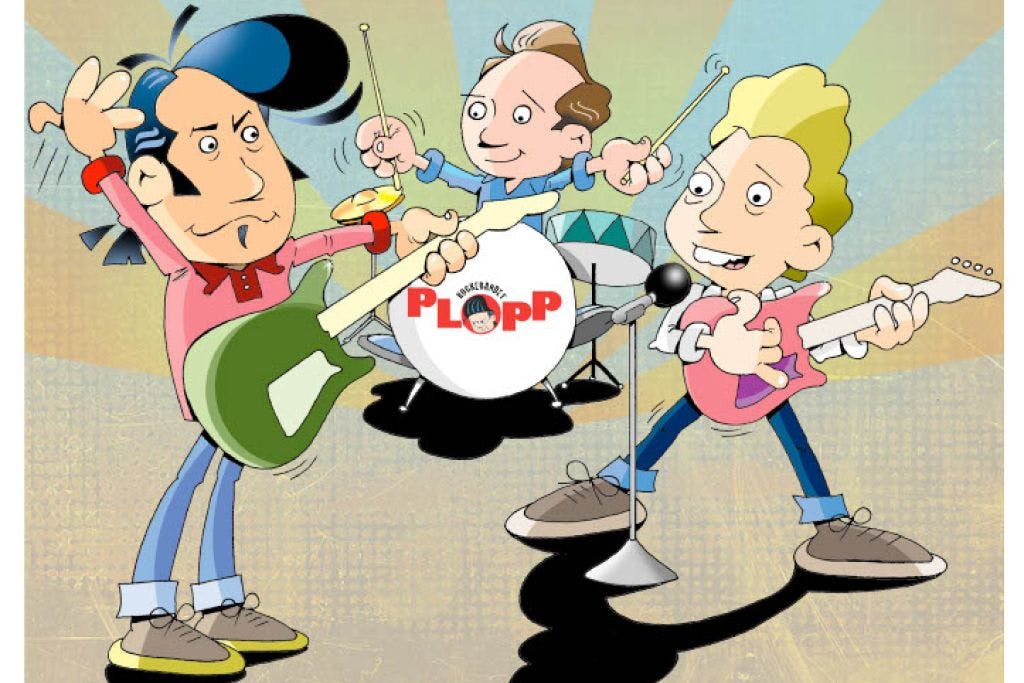 Illustrasjon av rockebandet Plopp!